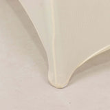 Ivory Spandex Folding Chair Covers with Silver Rhinestone Buckled Sash Band