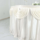 14ft Ivory Pleated Satin Double Drape Table Skirt