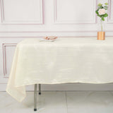 60"x102" Ivory Accordion Crinkle Taffeta Rectangle Tablecloth