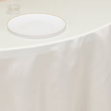 120 Ivory Seamless Lamour Satin Round Tablecloth for 5 Foot Table With Floor-Length Drop