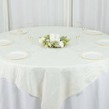 72x72Inch Ivory Accordion Crinkle Taffeta Table Overlay, Square Tablecloth Topper