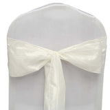 5 Pack | 6inchesx106inches Accordion Crinkle Taffeta Chair Sashes - Ivory#whtbkgd