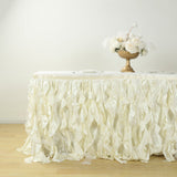 17FT Ivory Curly Willow Taffeta Table Skirt