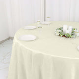 132inch Ivory Accordion Crinkle Taffeta Seamless Round Tablecloth