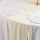 Ivory Premium Scuba Polyester Table Runner, Wrinkle Free Table Linen