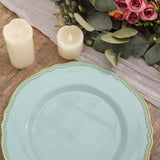 10 Pack | 10inch Jade / Gold Scalloped Rim Disposable Dinner Plates