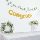 3ft Gold Glittered Congrats Paper Hanging Garland Banner Party Decor