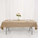 54"x96" Natural Faux Burlap Rectangle Tablecloth, Boho Chic Jute Table Linen