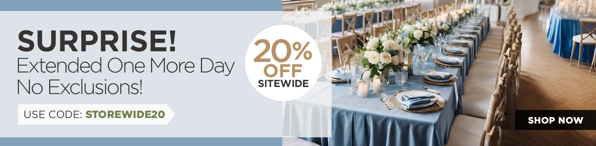 Surprise! 20% OFF Sitewide Extended One More Day- No Exclusions!