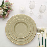 25 Pack | 10inch Khaki Gold Rim Sunray Disposable Dinner Plates