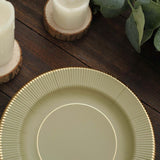 25 Pack | 8inch Khaki Gold Rim Sunray Disposable Dessert Plates