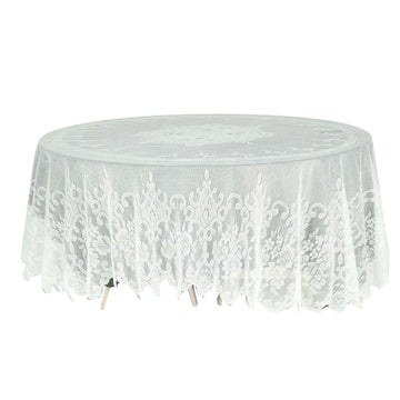 Lace 108" Round Tablecloth Ivory - Premium Design for Formal Table Settings