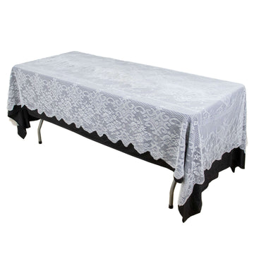 Lace 60"x108" Rectangular Oblong Tablecloth White - Premium Finish for Versatile Table Settings