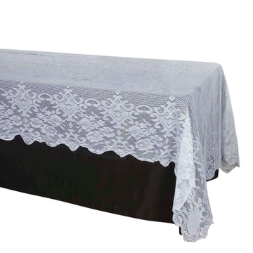 Lace 60"x126" Rectangular Oblong Tablecloth White - Premium Finish for Sophisticated Occasions