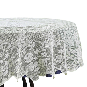 Lace 70" Round Tablecloth Ivory - Premium Design for Intimate Table Settings