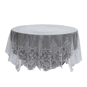 Lace 90" Round Tablecloth White - Premium Design for Versatile Table Decor