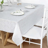 White Square Plastic Table Covers in Lace Design, PVC Waterproof