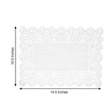 100 Pcs | 14inch x 10inch Rectangle White Lace Paper Doilies, Food Grade Paper Placemats