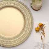 6 Pack | 13inch Gold Rustic Lace Embossed Acrylic Plastic Charger Plates