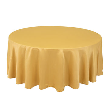 Lamour Satin 108" Round Tablecloth Champagne - Durable & Silk-Like Table Cover