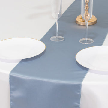 Lamour Satin 12"x108" Table Runner Dusty Blue - Smooth & Lustrous Finish