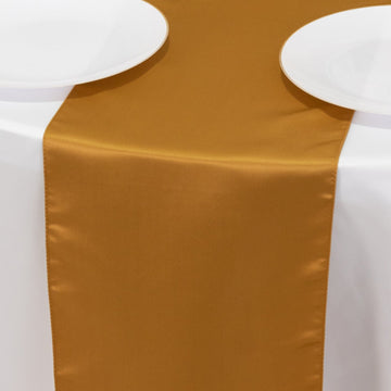 Lamour Satin 12"x108" Table Runner Gold - Smooth & Lustrous Wedding Decor