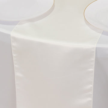Lamour Satin 12"x108" Table Runner Ivory - Smooth & Lustrous Finish