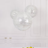 Set of 3 Glitter Silver Sequin Fabric Hanging Lanterns