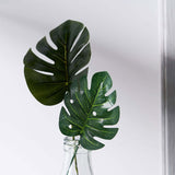 6 Stems | Assorted Green Artificial Silk Tropical Monstera Leaf Plants