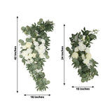 Set of 2 White Silk Rose Wedding Arch Flowers with Eucalyptus Leaves