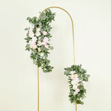 Set of 2 Cream Blush Silk Rose Wedding Arch Flowers with Eucalyptus Leaves