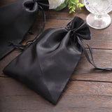 12 Pack | 6inch x 9inch Black Satin Drawstring Wedding Party Favor Gift Bags