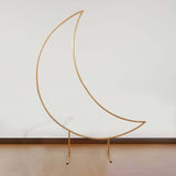 6.5ft Gold Metal Crescent Moon Wedding Arch Backdrop Stand, Curved Arbor Floral Balloon Frame