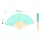 5 Pack Mint Asian Silk Folding Fans Party Favors, Oriental Folding Fan Favors