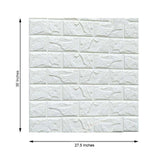 10 Pack | White Foam Brick Peel And Stick 3D Wall Tile Panels - Covers 58sq.ft