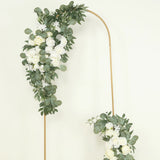 Set of 2 White Silk Rose Wedding Arch Flowers with Eucalyptus Leaves