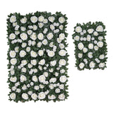 3 Sq ft. | Easy-Install White Silk Rose Flower Mat Wall Panel Backdrop