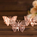 4 Pack | Blush Rose Gold Metal Butterfly Napkin Rings, Decorative Laser Cut Cloth Napkin Holders