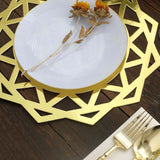 6 Pack Metallic Gold Foil Laser Cut Geometric Star Table Mats, 13inch Round Disposable Cardboard