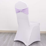 5 Pack | Lavender Lilac Spandex Stretch Chair Sashes with Silver Diamond Ring Slide Buckle