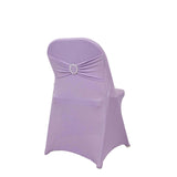 Lavender Lilac Spandex Folding Chair Covers with Silver Rhinestone Buckled Sash Band