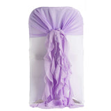 1 Set Lavender Lilac Chiffon Hoods With Ruffles Willow Chiffon Chair Sashes