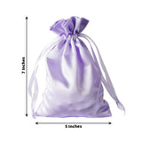 12 Pack | 5x7inch Lavender Lilac Satin Drawstring Wedding Party Favor Gift Bags