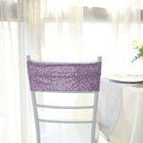 5 Pack | Lavender Lilac 6inch x 15inch Sequin Spandex Chair Sashes