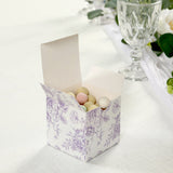 25 Pack Candy Treat Favor Boxes in French Toile Pattern - White and Lavender Party Gift Boxes