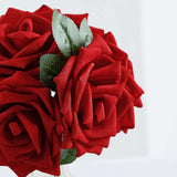 24 Roses | 5inch Red Artificial Foam Flowers With Stem Wire and Leaves