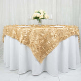 72x72inch Champagne 3D Leaf Petal Taffeta Fabric Table Overlay