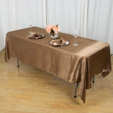 60"x102" Taupe Smooth Satin Rectangular Tablecloth