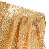 17ft Glitzy Gold Sequin Pleated Satin Table Skirt With Top Velcro Strip