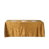 90inch x 156inch Gold Seamless Premium Velvet Rectangle Tablecloth, Reusable Linen